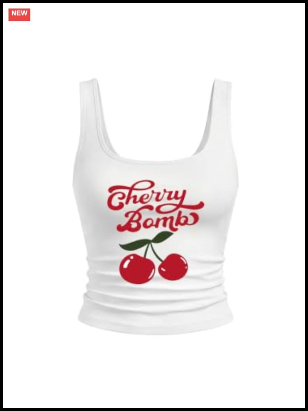 Sleeveless Cherry Graphic Tank Top Fitted Crop Top Y2K Summer
